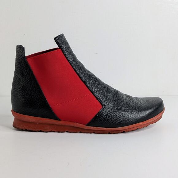 Arche Barssy Chelsea Bootie 38 Black Red Leather Made in France Comfort 7.5-8 - Picture 8 of 13